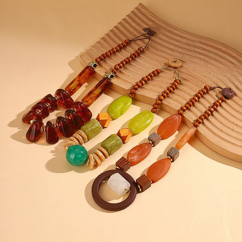 Boho Mixed Stone Tassel Necklace