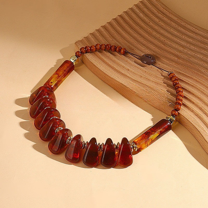 Boho Mixed Stone Tassel Necklace