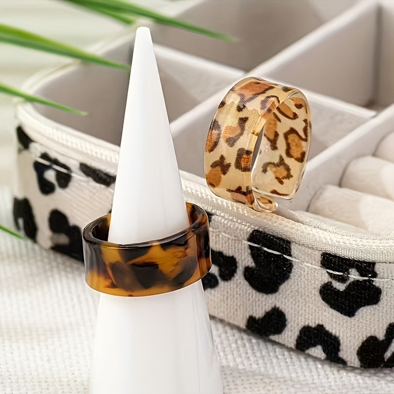 Boho Leopard Print Acrylic Open Ring