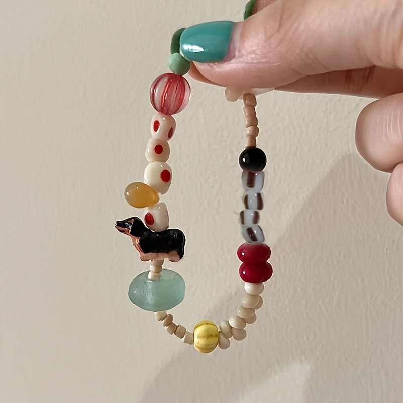 Vintage Dachshund Beaded Bracelet