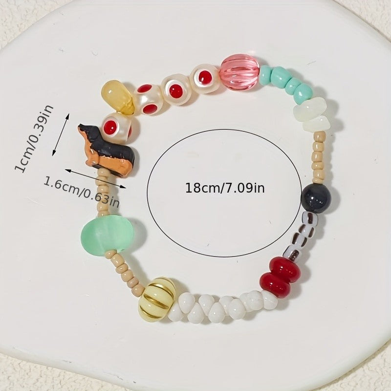 Vintage Dachshund Beaded Bracelet