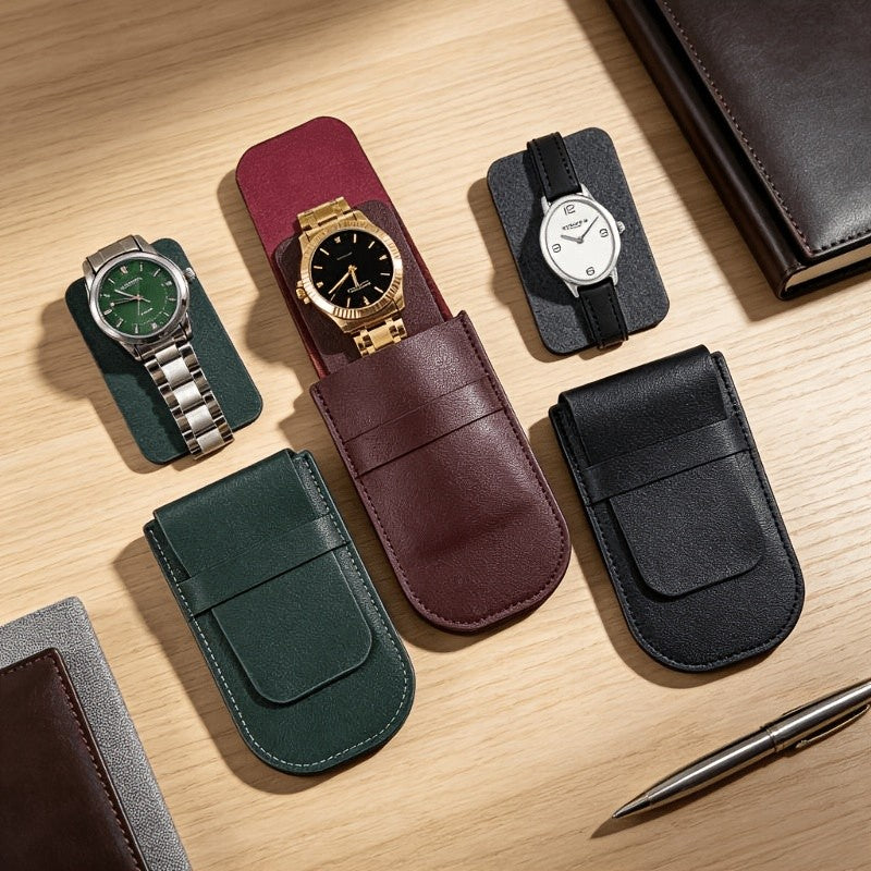 Classy Faux Leather Watch Travel Pouch