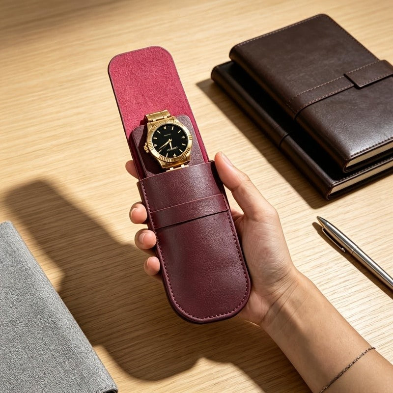 Classy Faux Leather Watch Travel Pouch