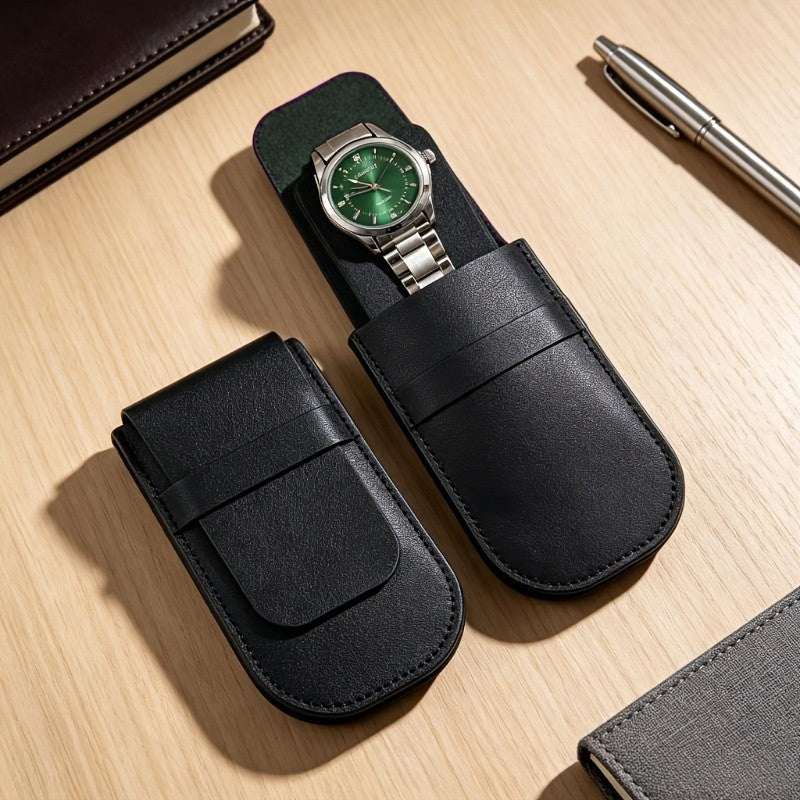 Classy Faux Leather Watch Travel Pouch