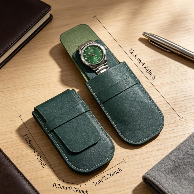 Classy Faux Leather Watch Travel Pouch