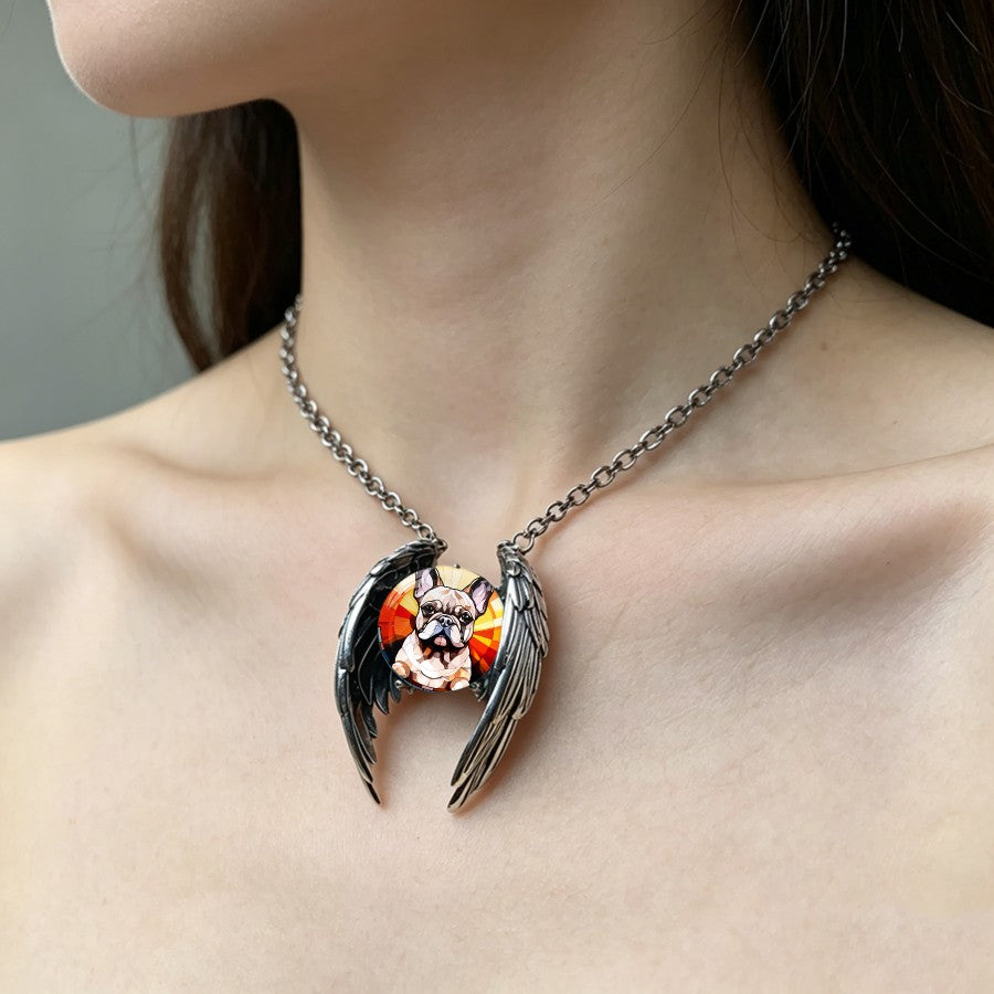 Elegant French Bulldog Angel Wing Necklace