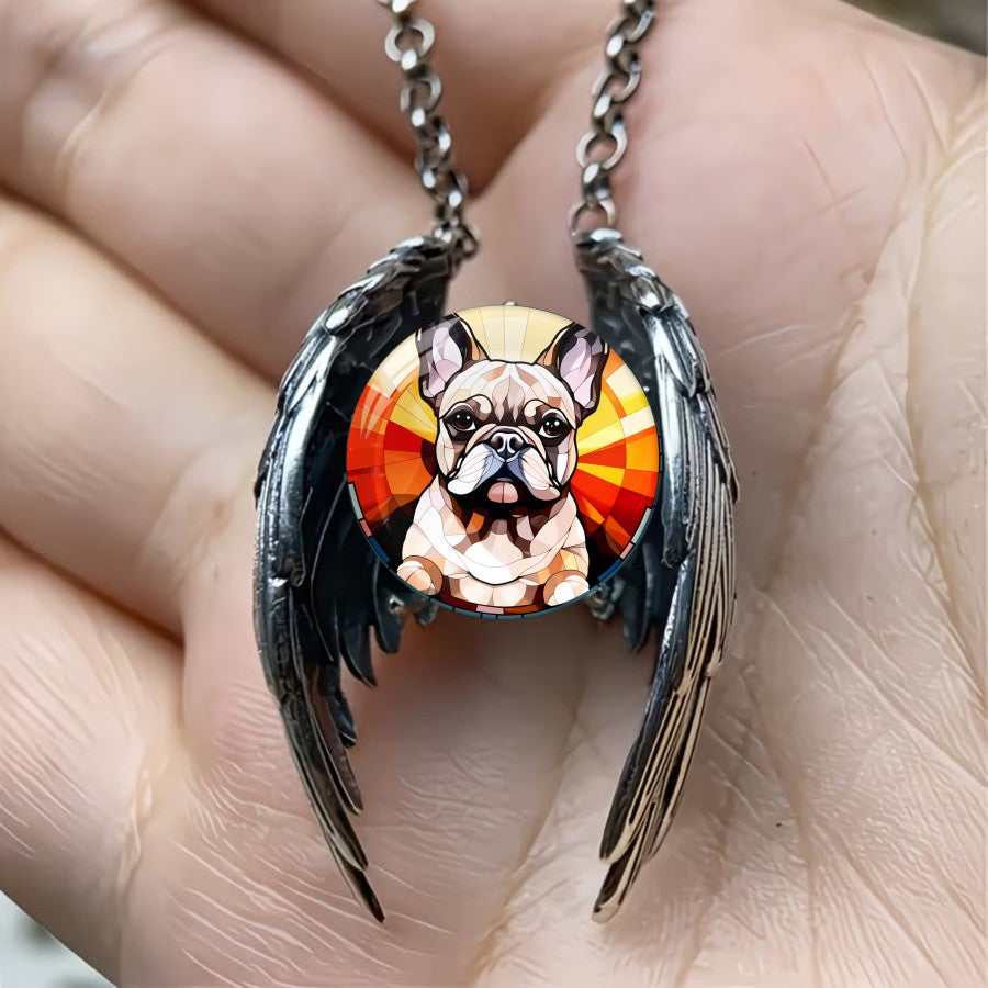 Elegant French Bulldog Angel Wing Necklace
