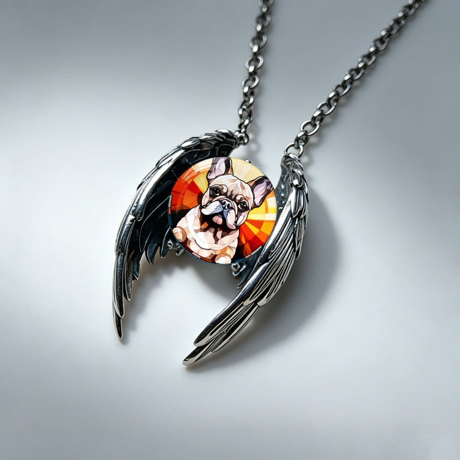 Elegant French Bulldog Angel Wing Necklace