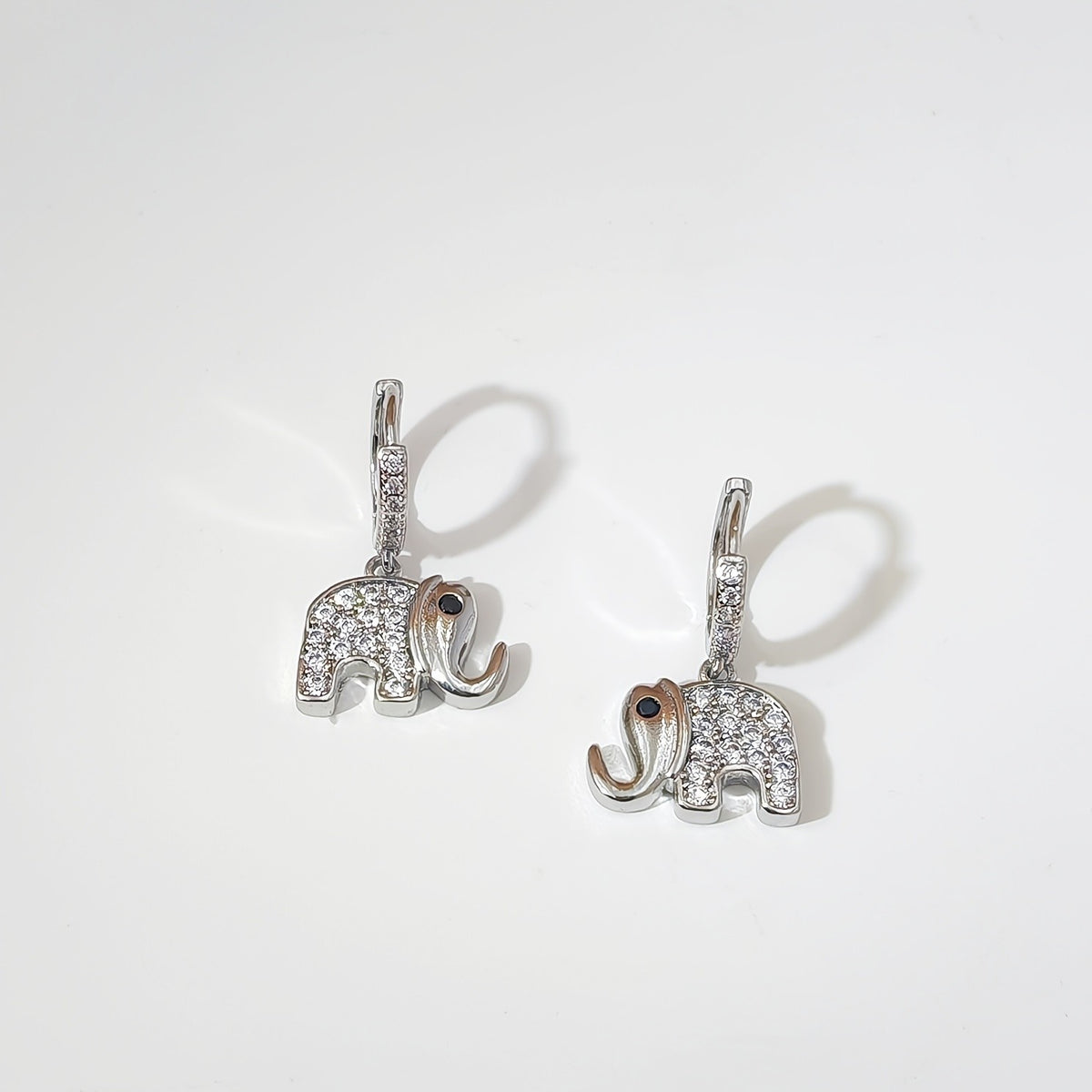 Dainty Cubic Zirconia Elephant Earrings