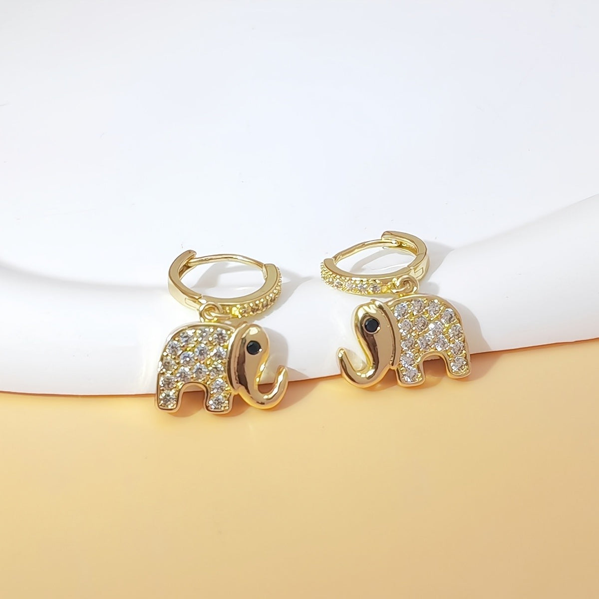 Dainty Cubic Zirconia Elephant Earrings