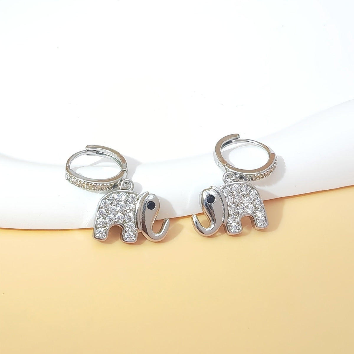 Dainty Cubic Zirconia Elephant Earrings