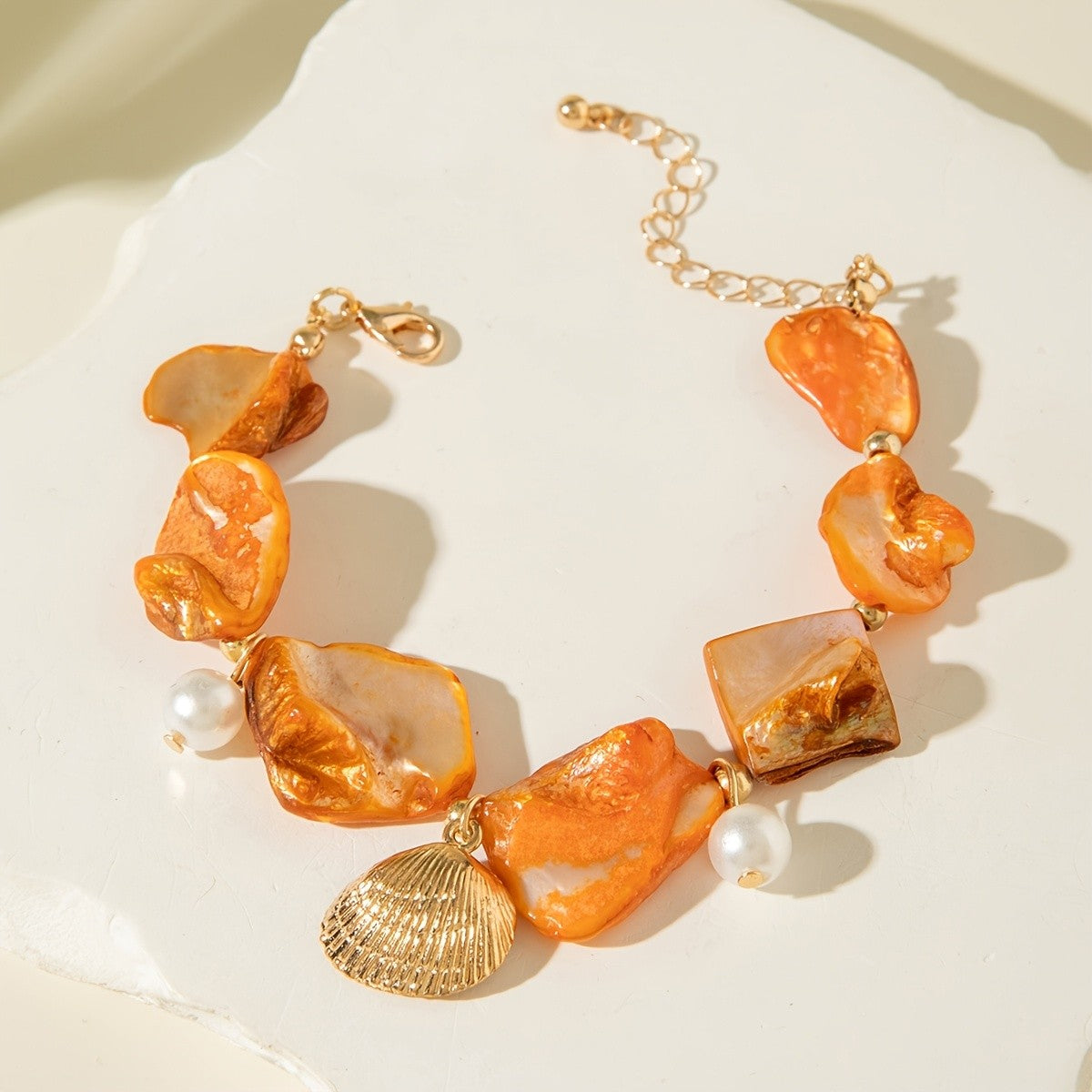Boho Marbled Resin Shell Bracelet