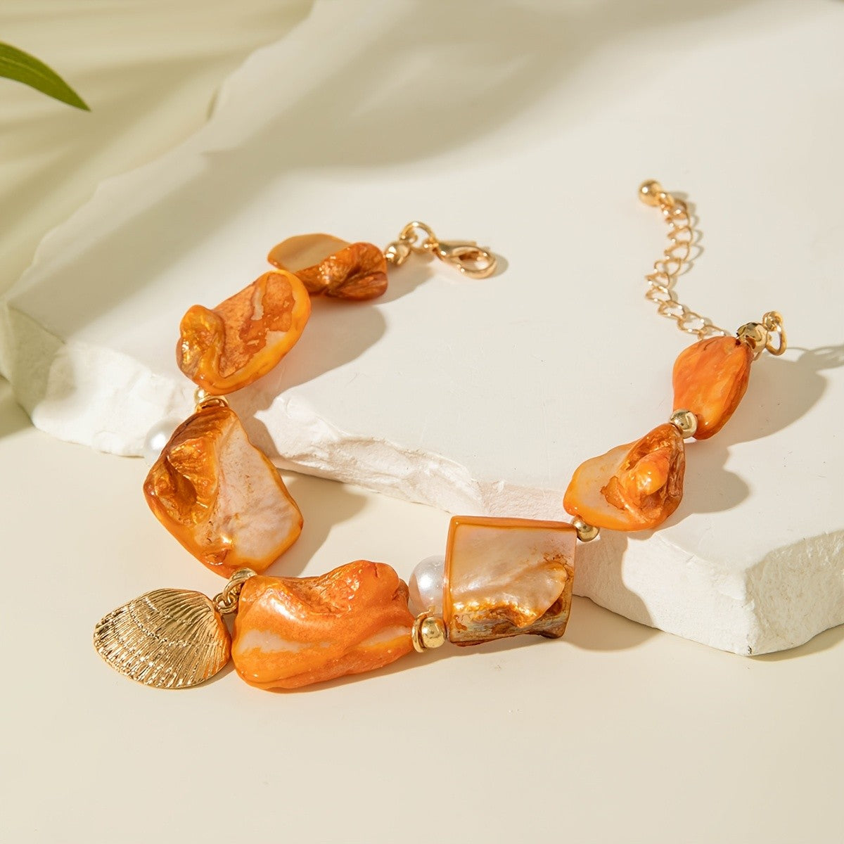 Boho Marbled Resin Shell Bracelet