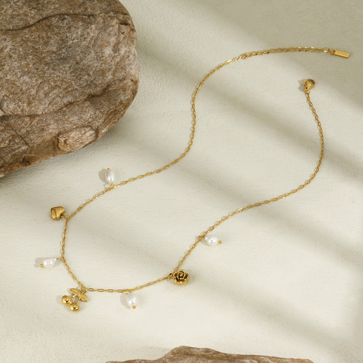 18k Dainty Pearl Charm Necklace