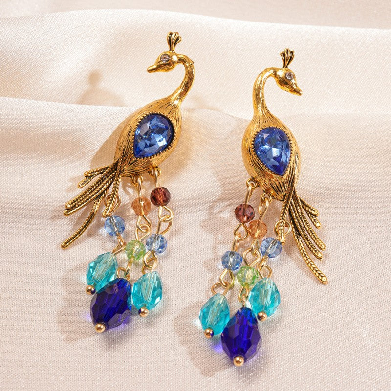Vintage Boho Peacock Dangle Earrings