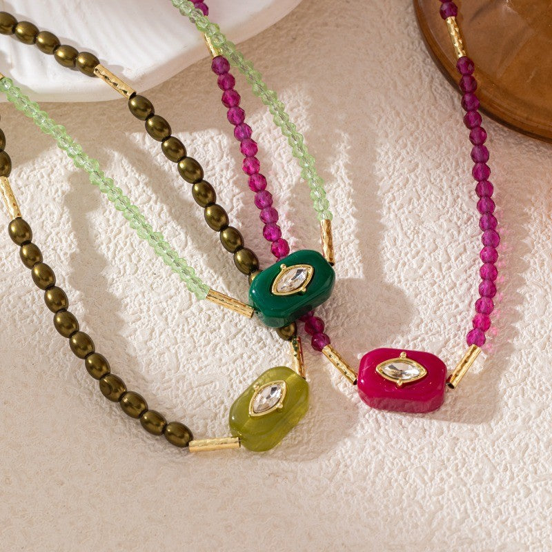 Boho Retro Resin Bead Necklace