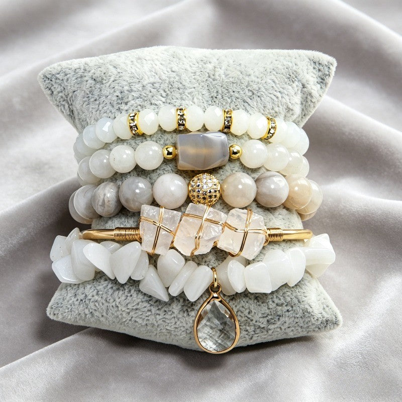 Boho Layered Natural Stone Bracelet Set