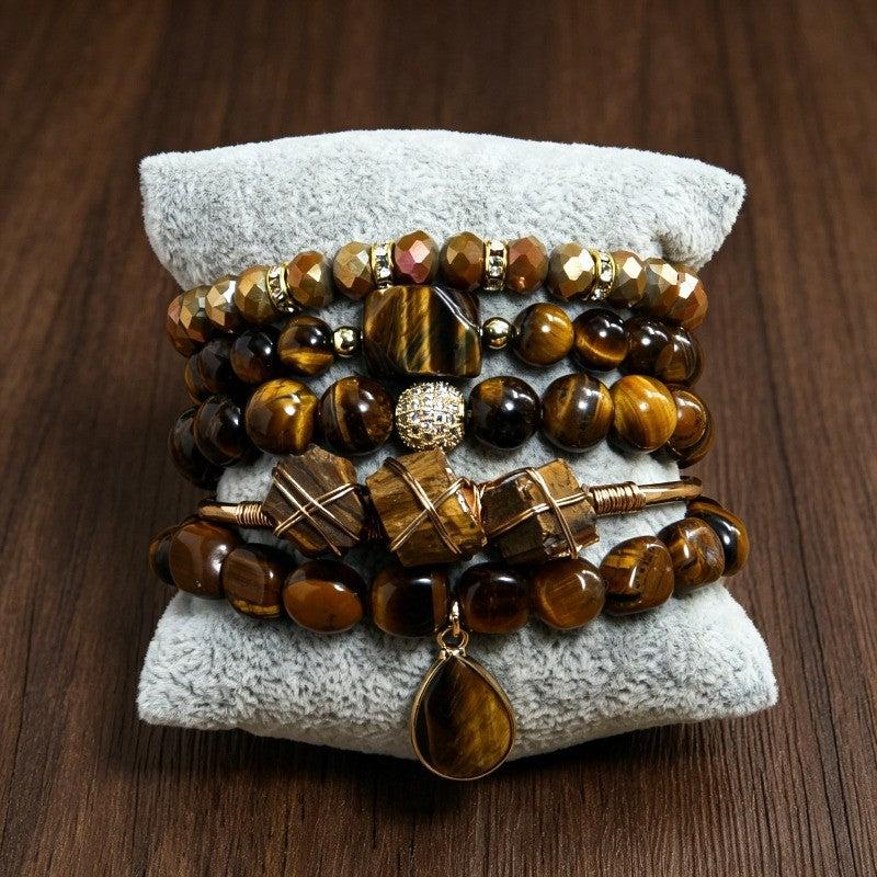Boho Layered Natural Stone Bracelet Set