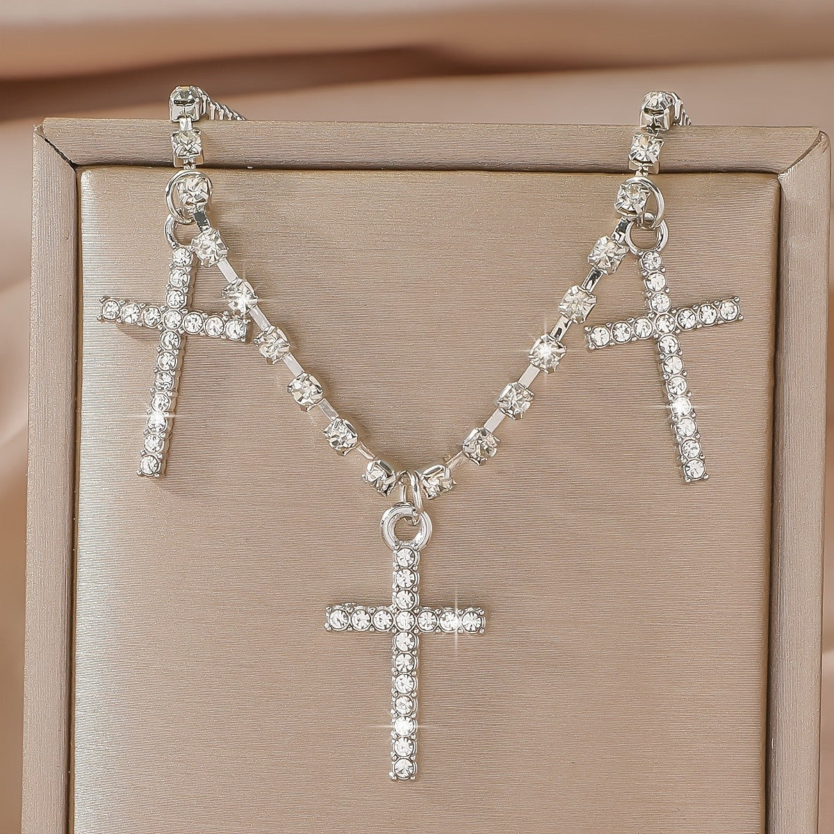 Classy Pave Cross Charm Anklet