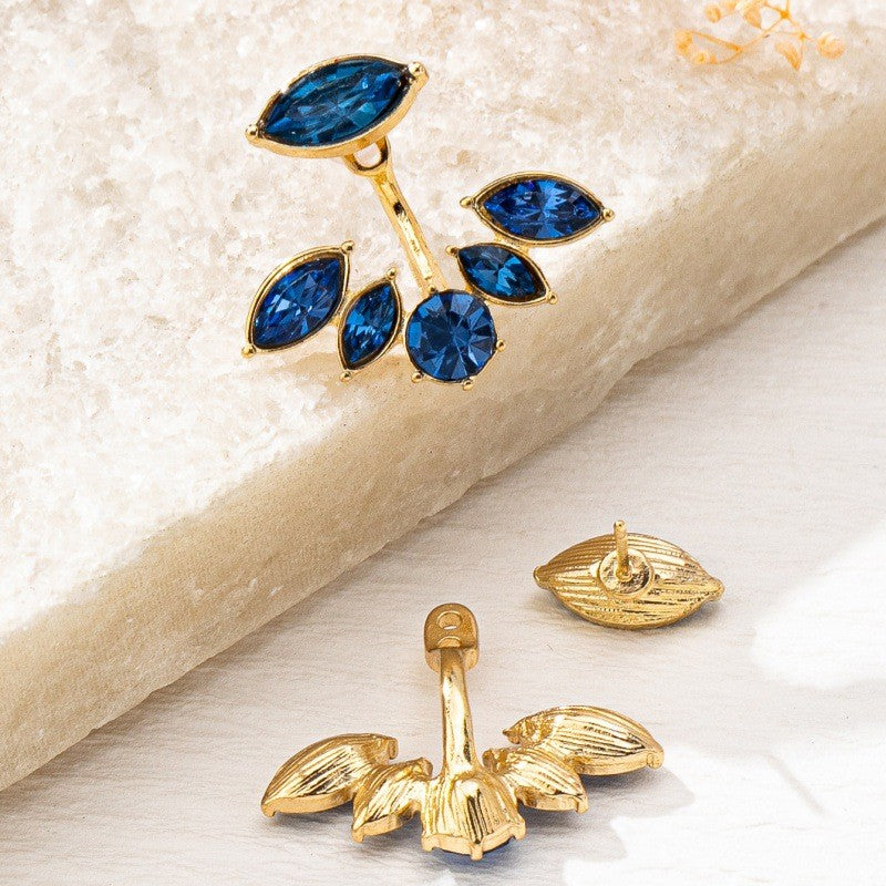 14k Elegant Blue Leaf Stud Earrings