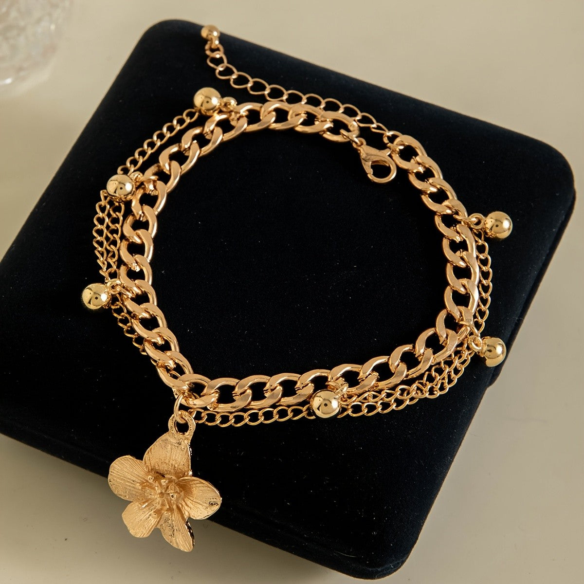 Elegant Floral Bell Chain Anklet