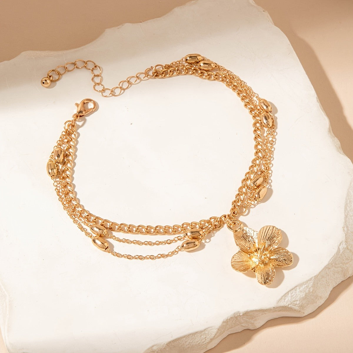Elegant Floral Bell Chain Anklet