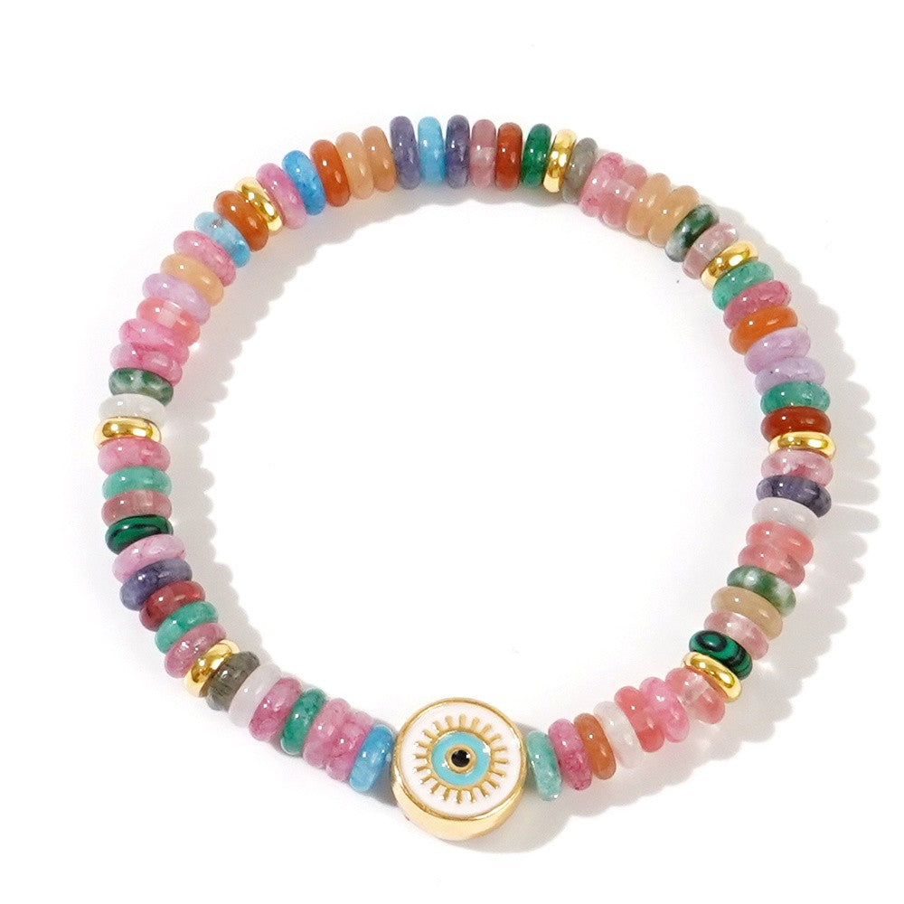 Boho Multicolor Stone Evil Eye Bracelet