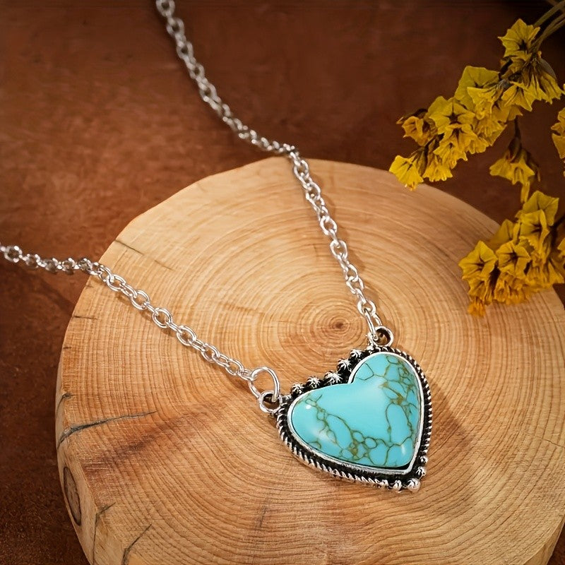 Vintage Turquoise Heart Necklace