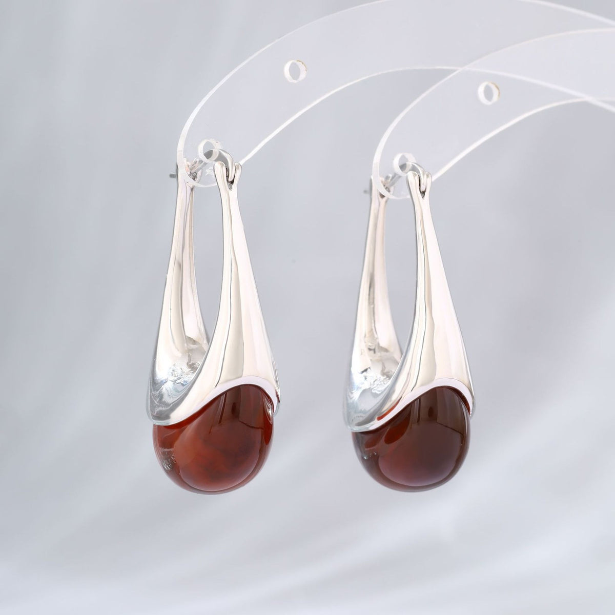 Elegant Amber U-Shaped Hoop Earrings
