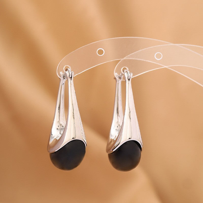 Elegant Amber U-Shaped Hoop Earrings