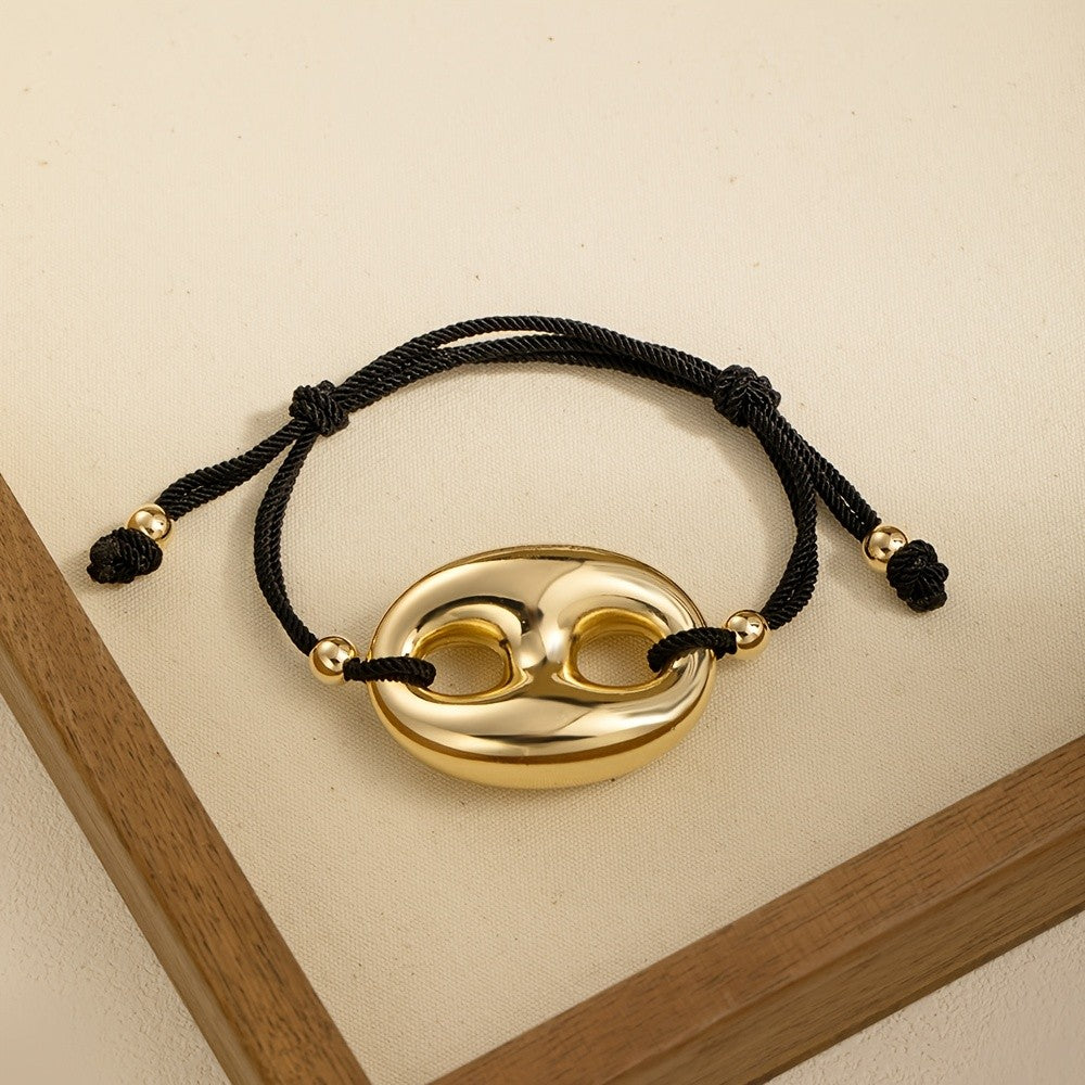 Adjustable Woven Double Ring Bracelet