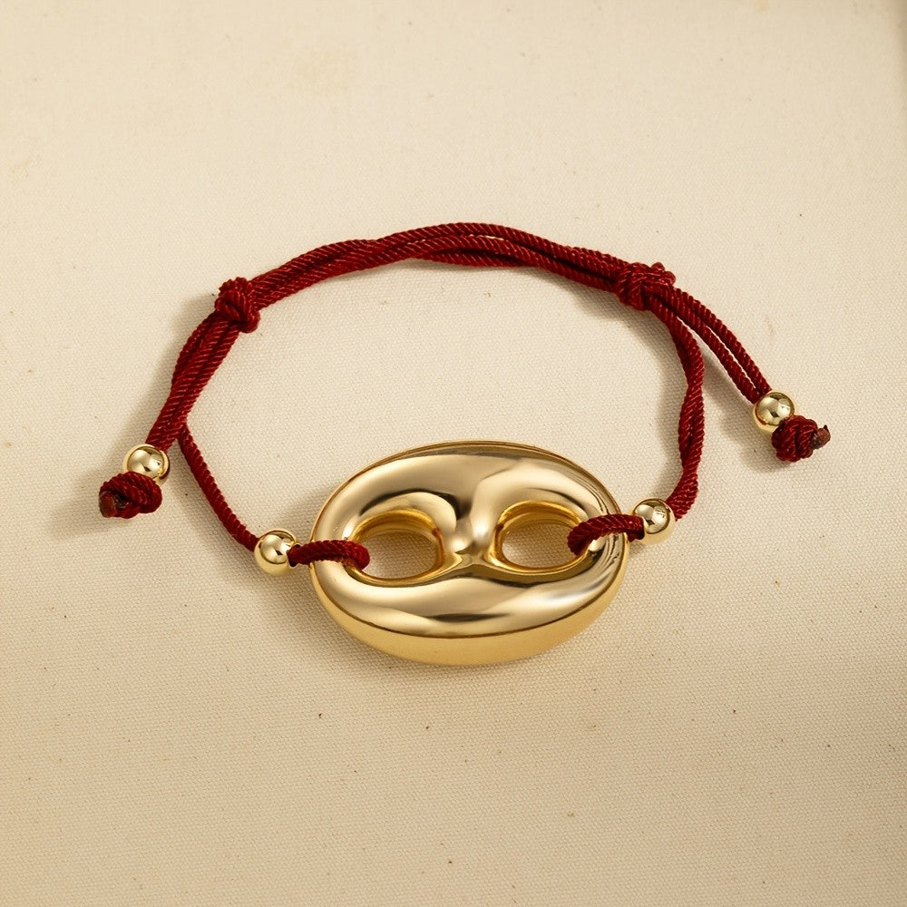 Adjustable Woven Double Ring Bracelet