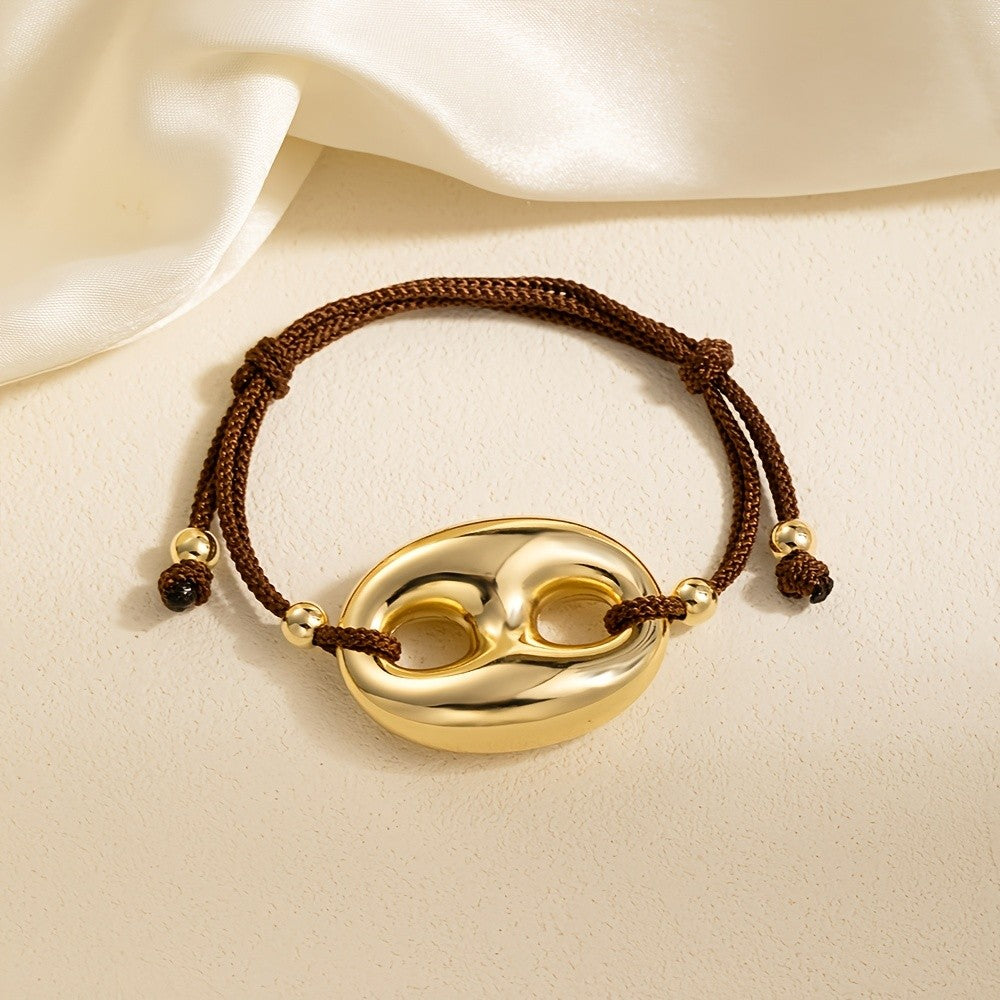 Adjustable Woven Double Ring Bracelet