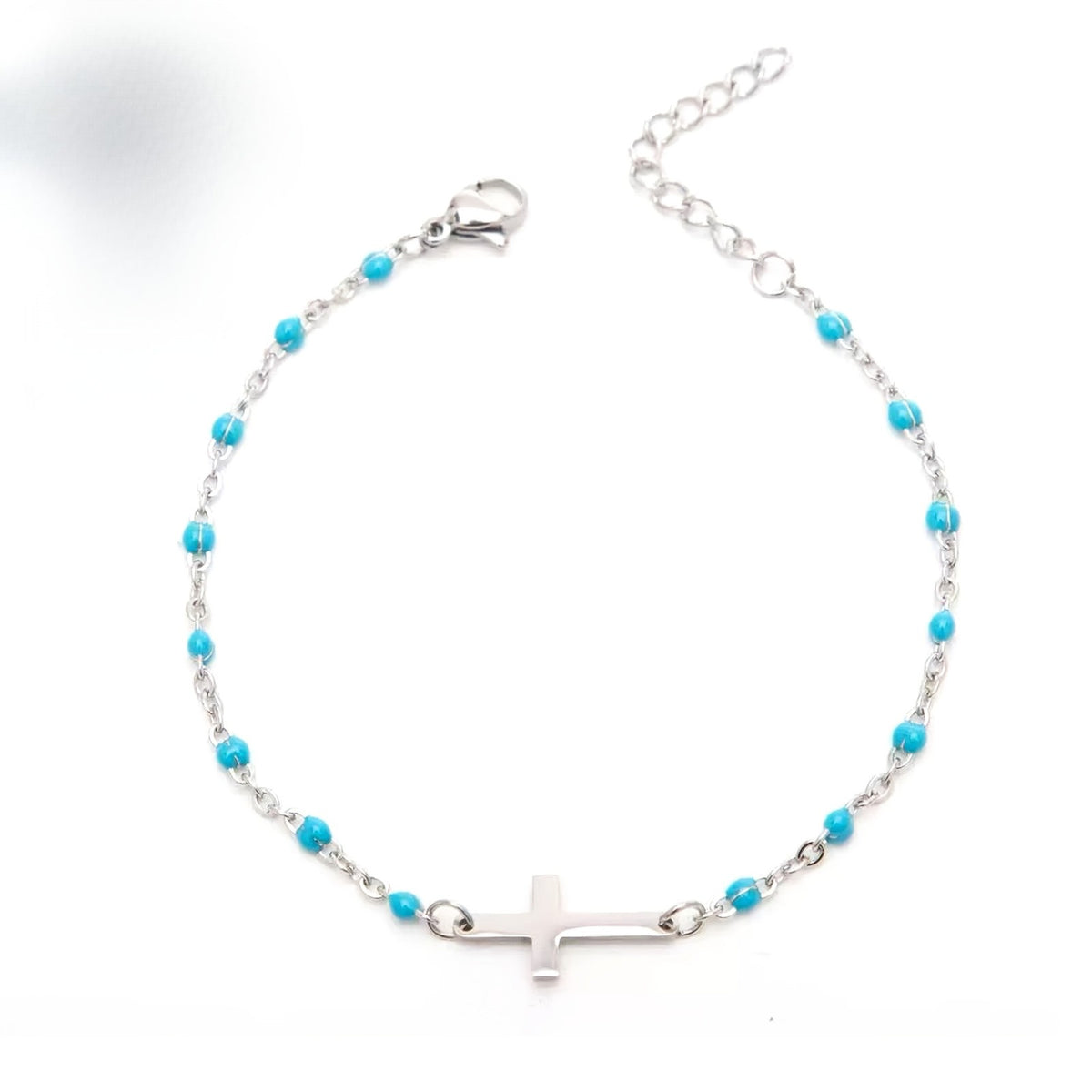 Dainty Turquoise Cross Anklet