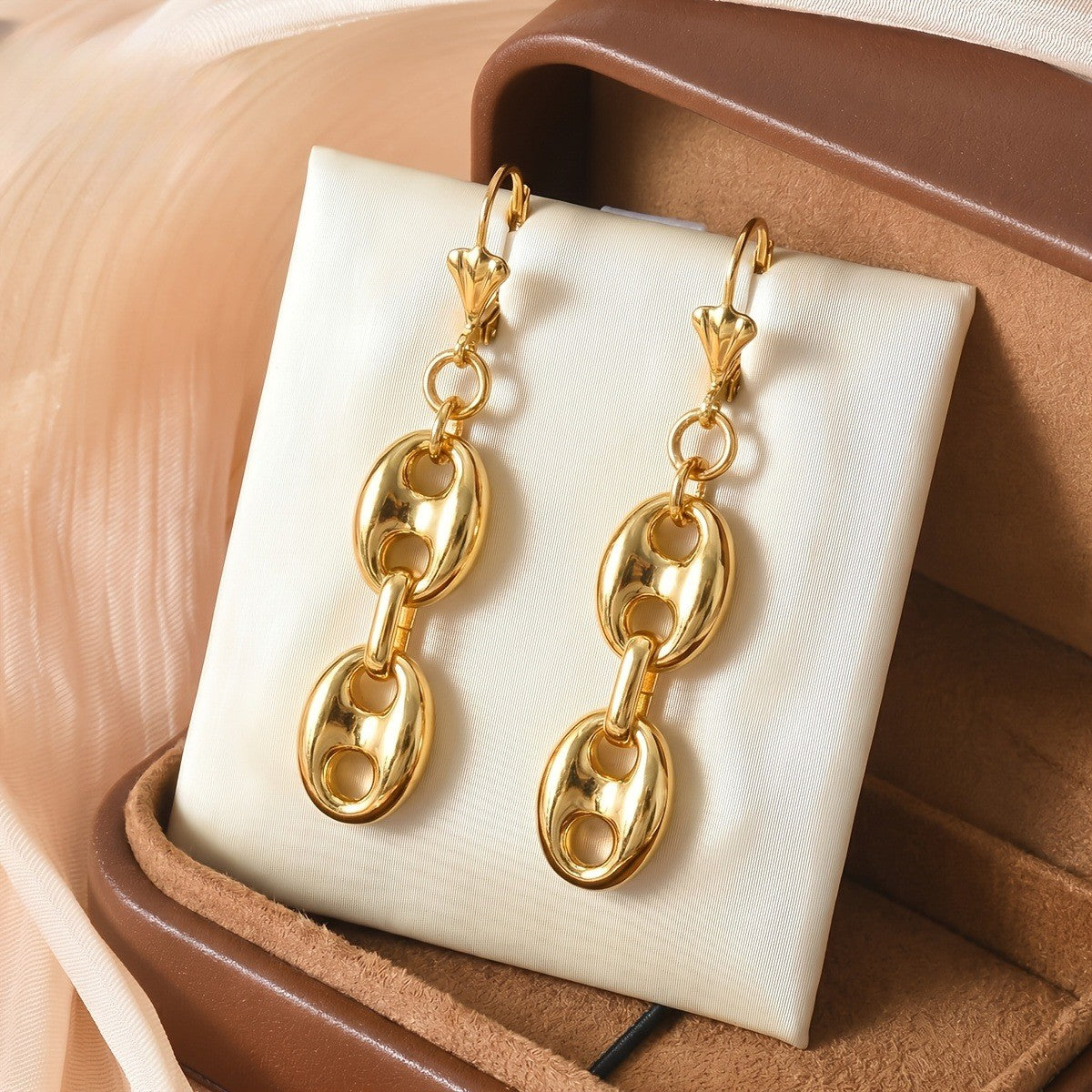 18k Classy Mariner Link Drop Earrings