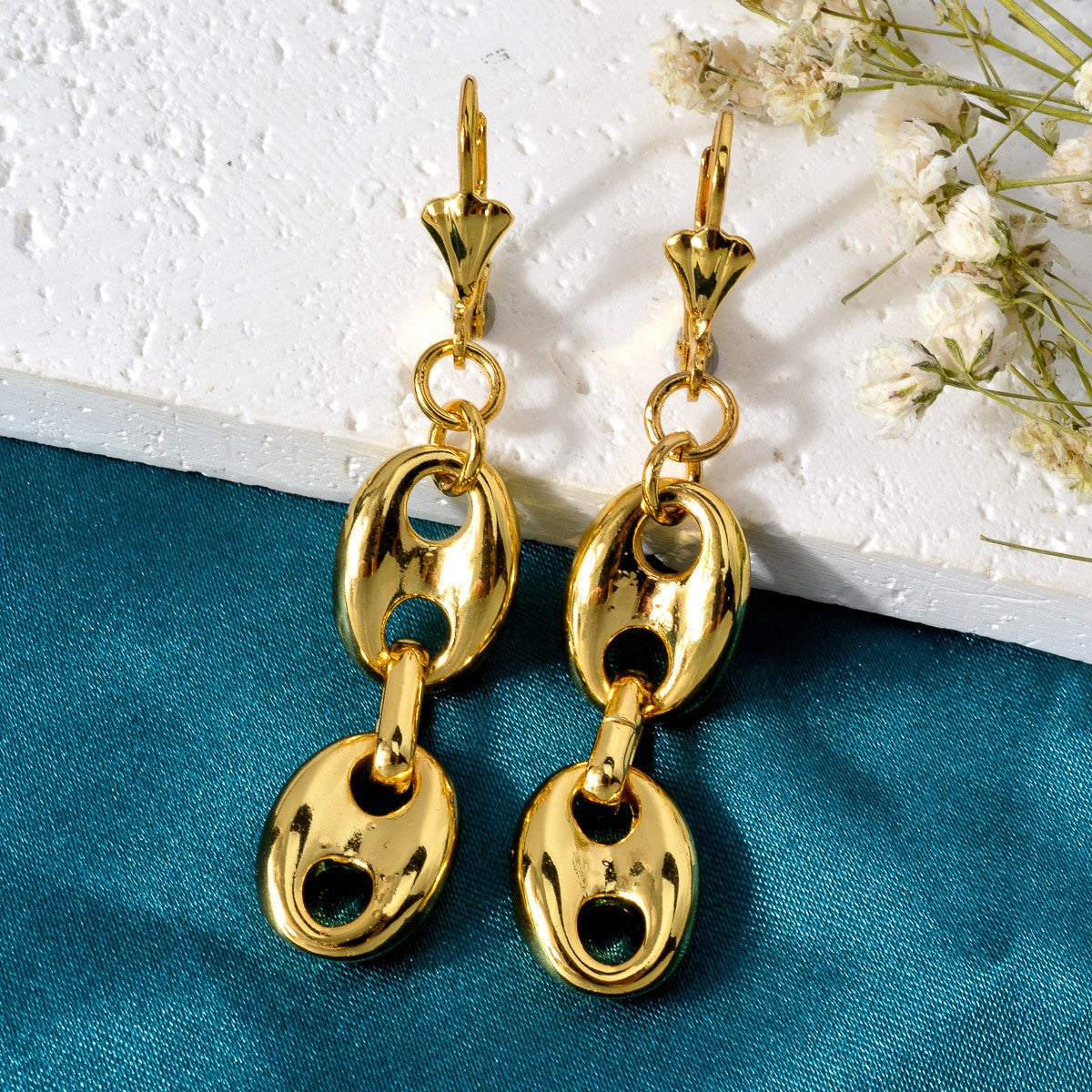 18k Classy Mariner Link Drop Earrings