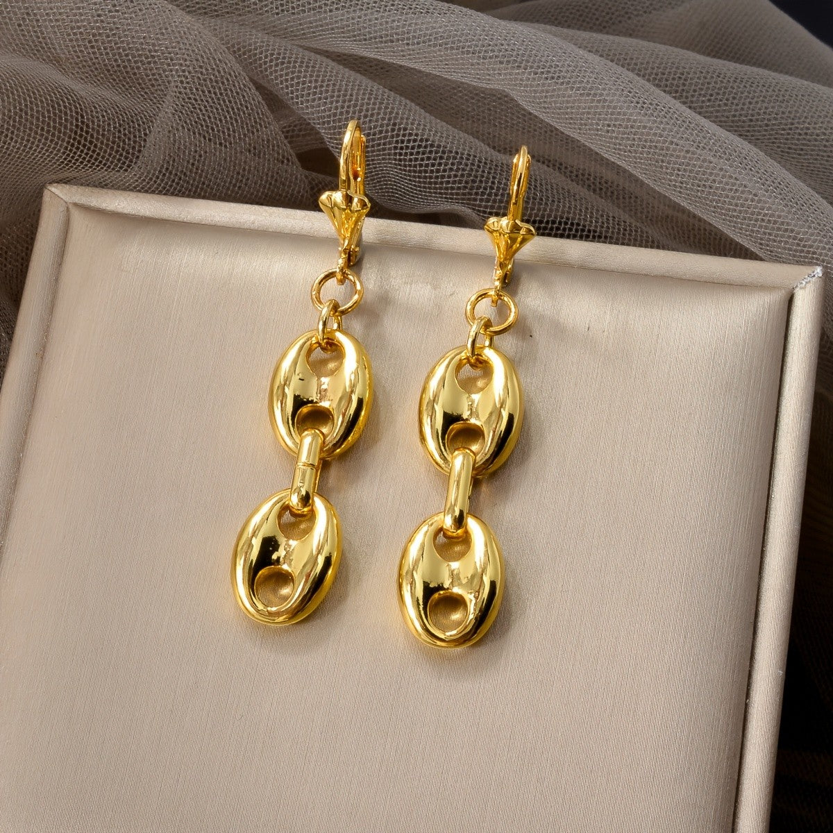 18k Classy Mariner Link Drop Earrings