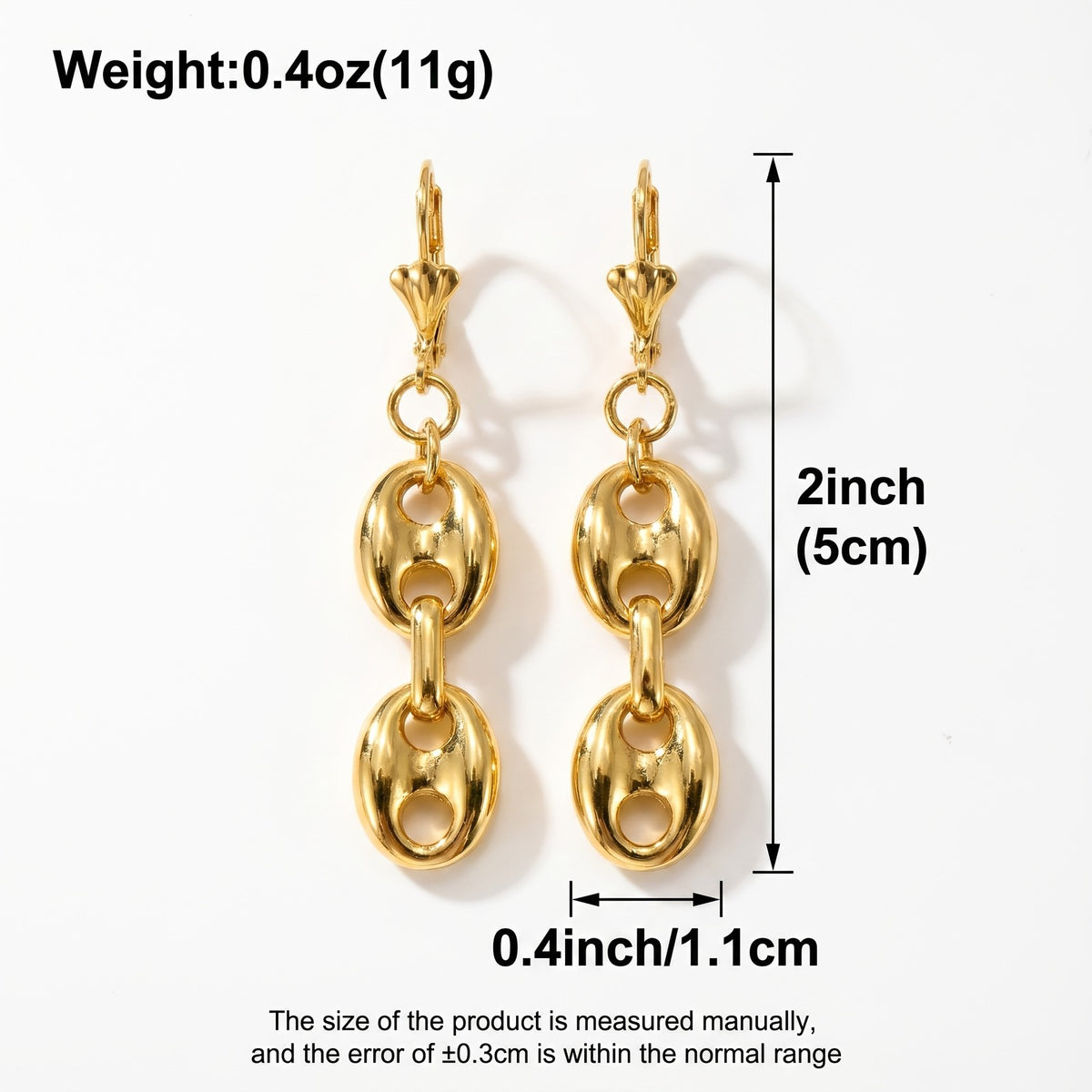 18k Classy Mariner Link Drop Earrings