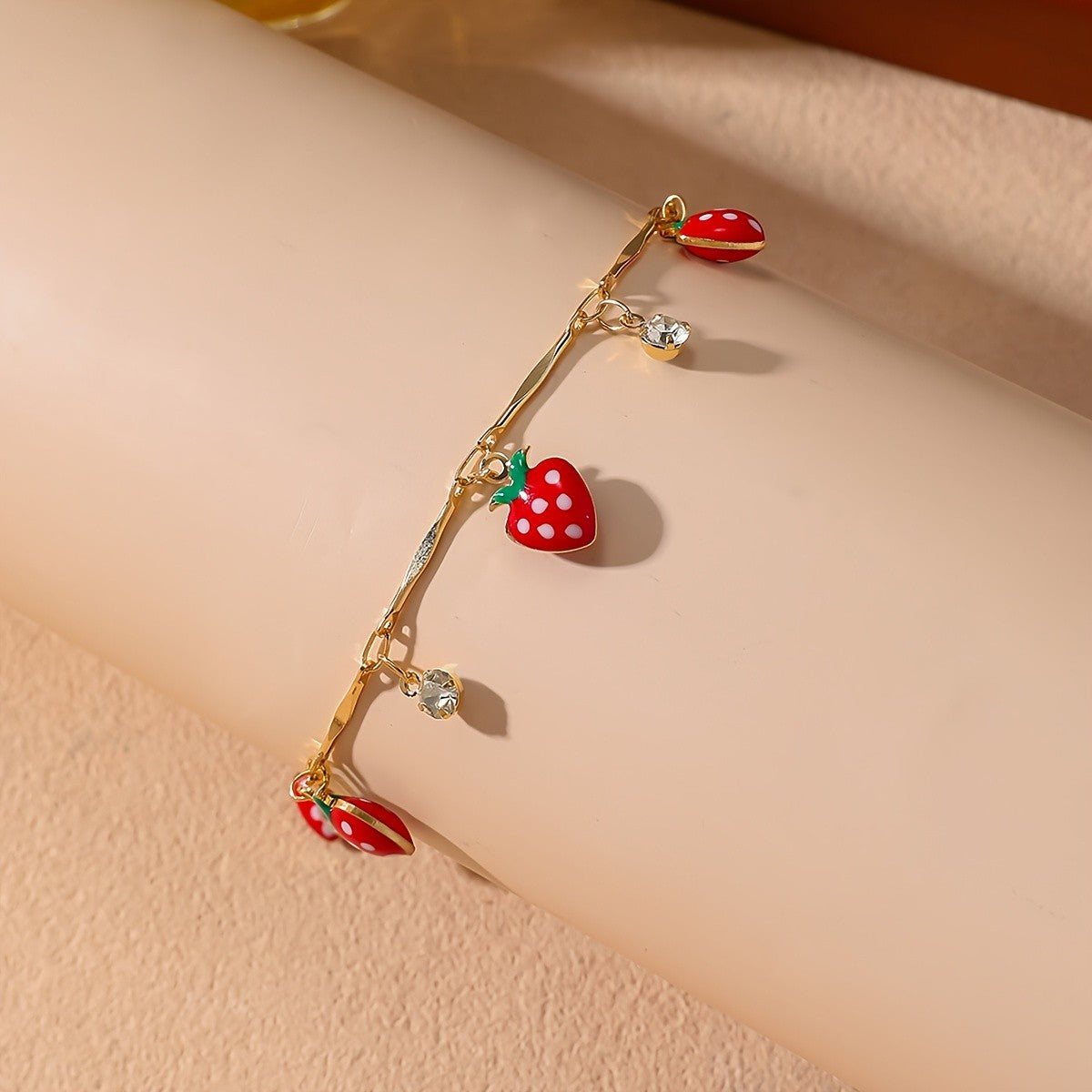 Dainty Red Strawberry Anklet