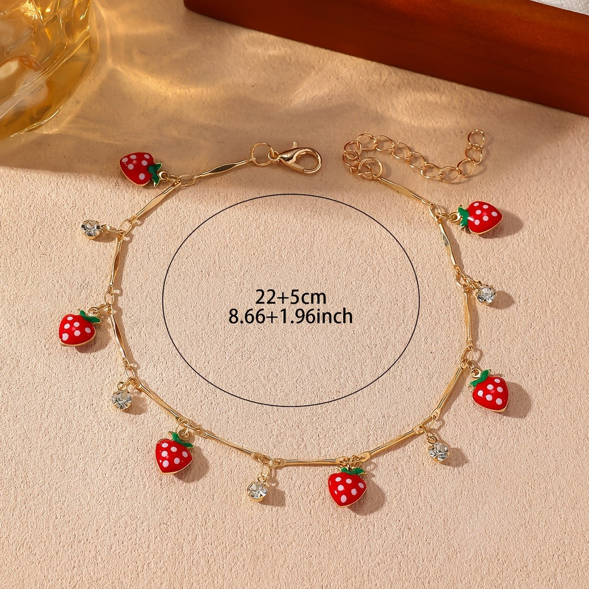 Dainty Red Strawberry Anklet
