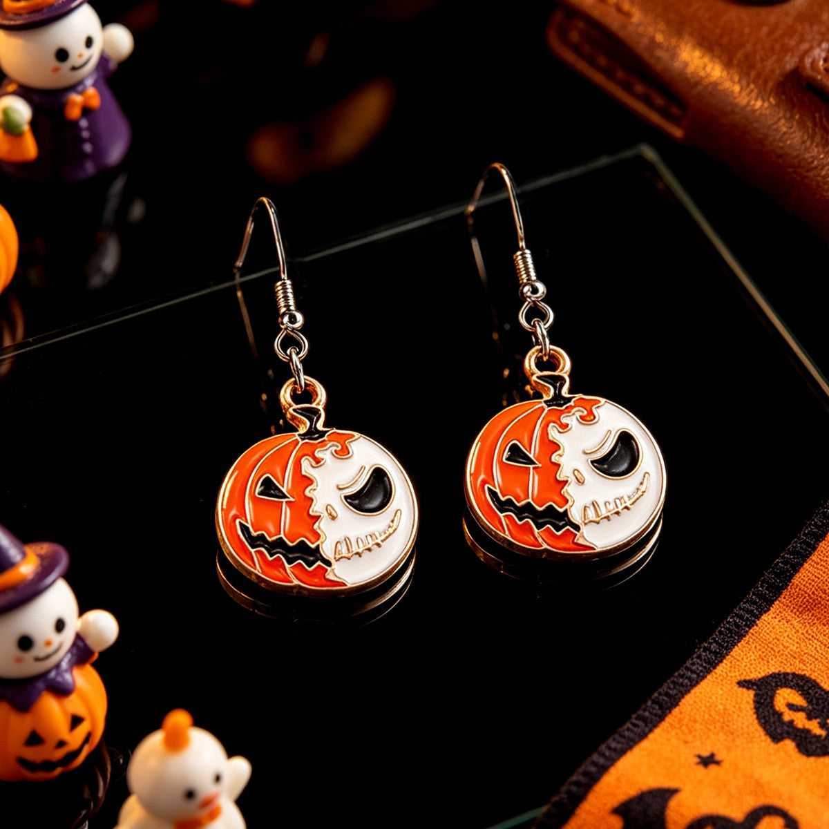Gothic Pumpkin Drop Earrings