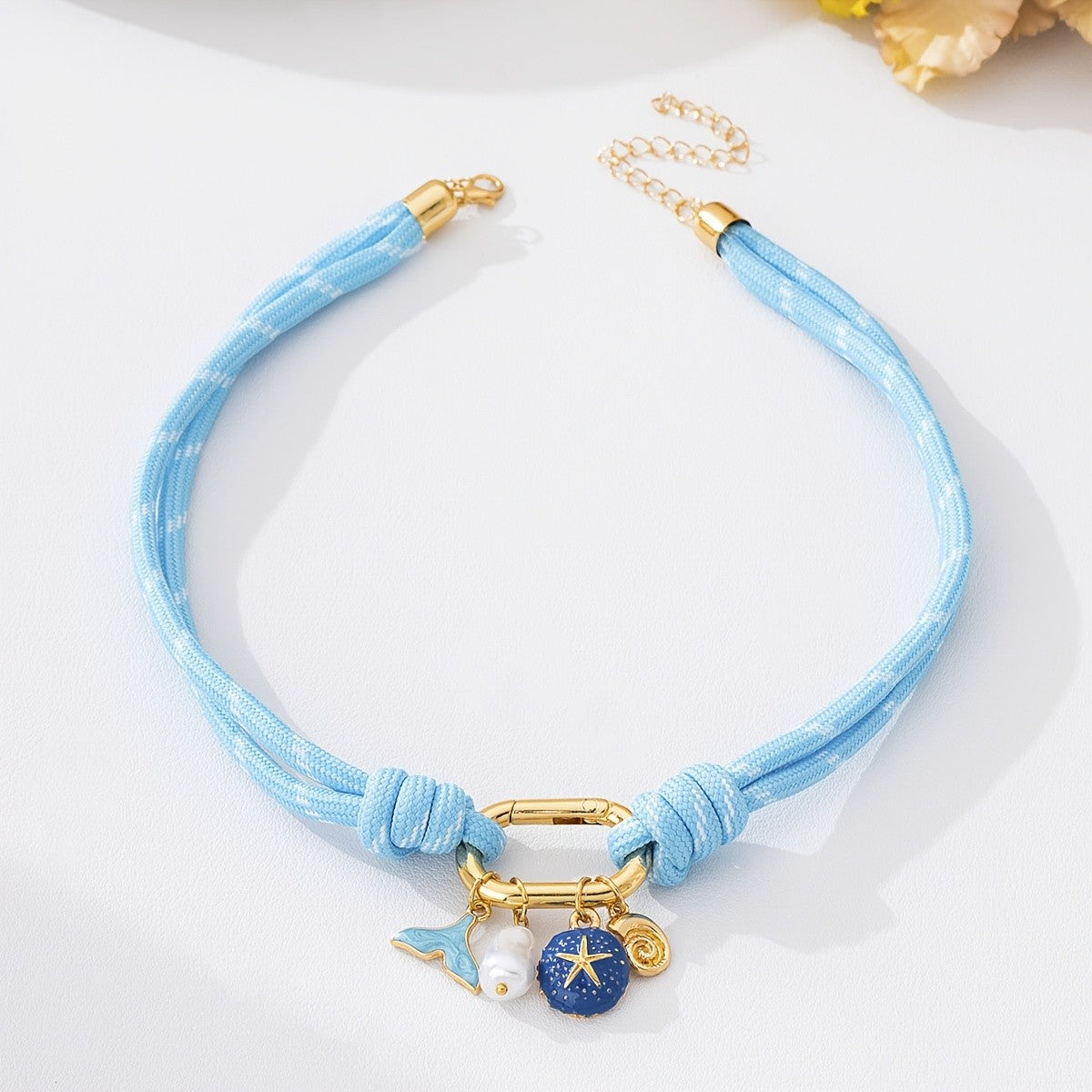 Boho Blue Rope Shell Necklace