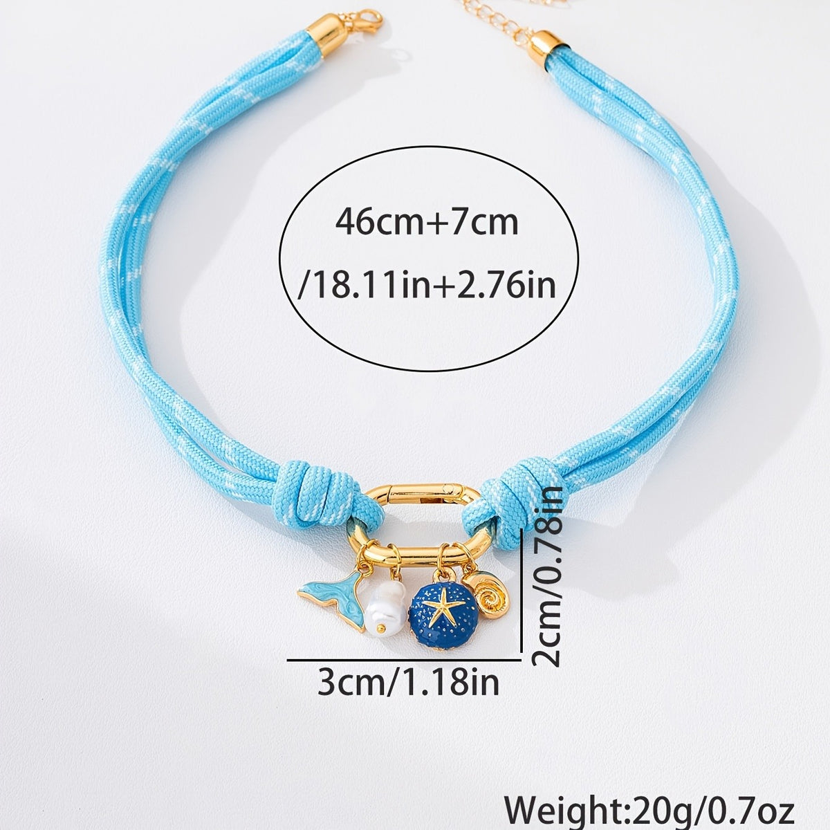 Boho Blue Rope Shell Necklace
