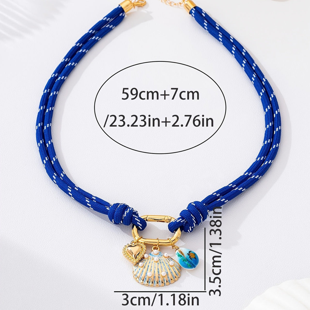 Boho Blue Rope Shell Necklace