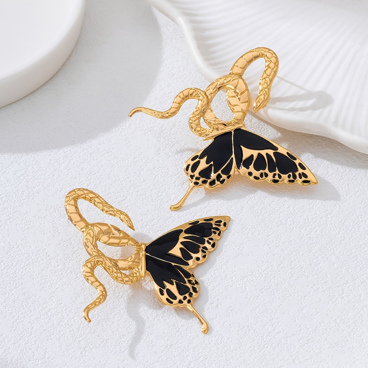 Vintage Snake Butterfly Earrings