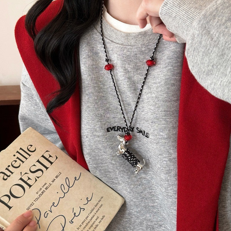 Cute Dachshund Woven Rope Necklace