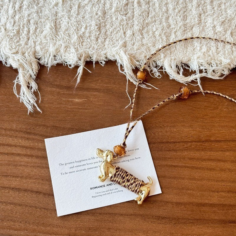 Cute Dachshund Woven Rope Necklace