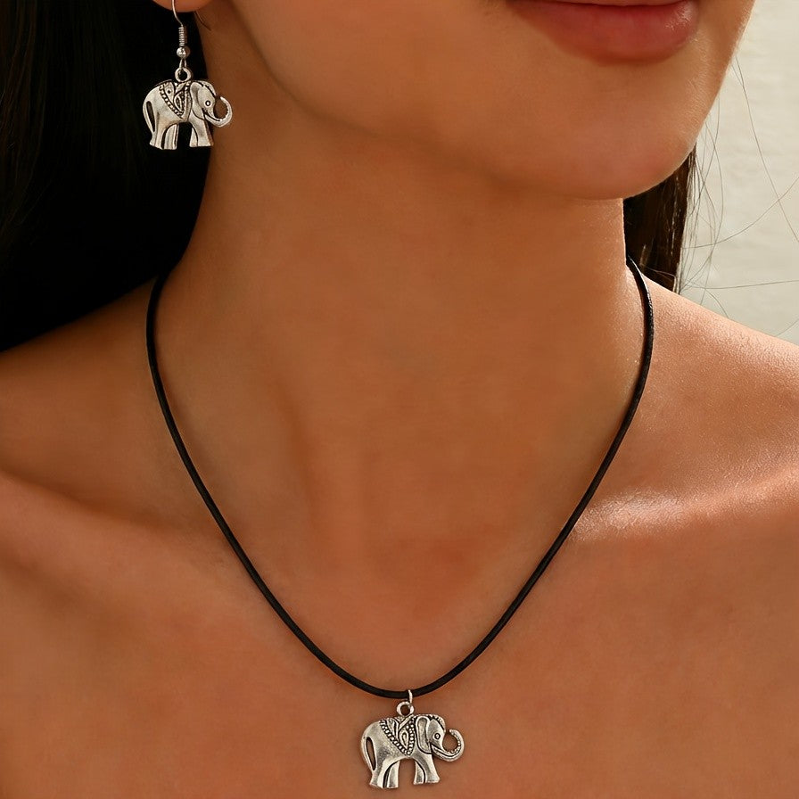 Vintage Inspired Elephant Necklace Set