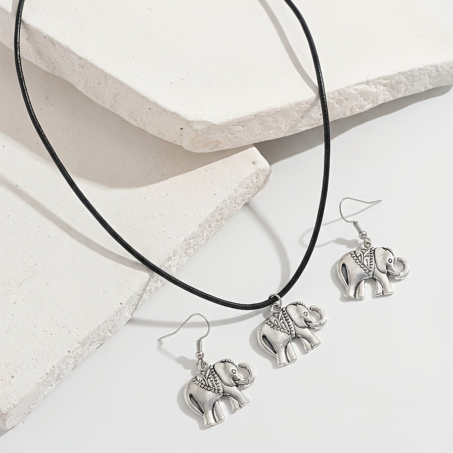 Vintage Inspired Elephant Necklace Set