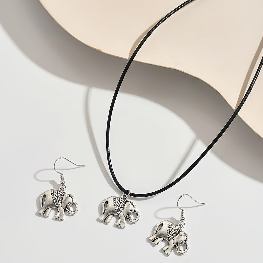 Vintage Inspired Elephant Necklace Set